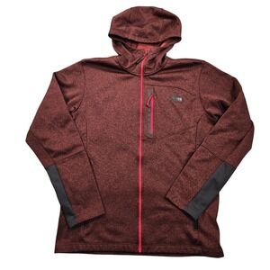 The North Face Jacket Mens Medium Red Flecked Hooded Softshell Full Zip CUF9